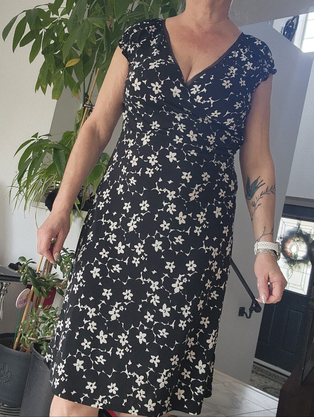 Cleo Black Floral Wrap Dress - Classic Pull-On Style